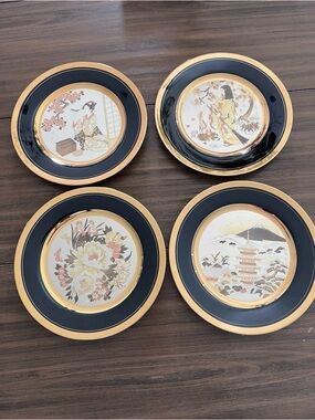 Vintage Chokin Art Collection Decorative Plates Japan - Set of 4